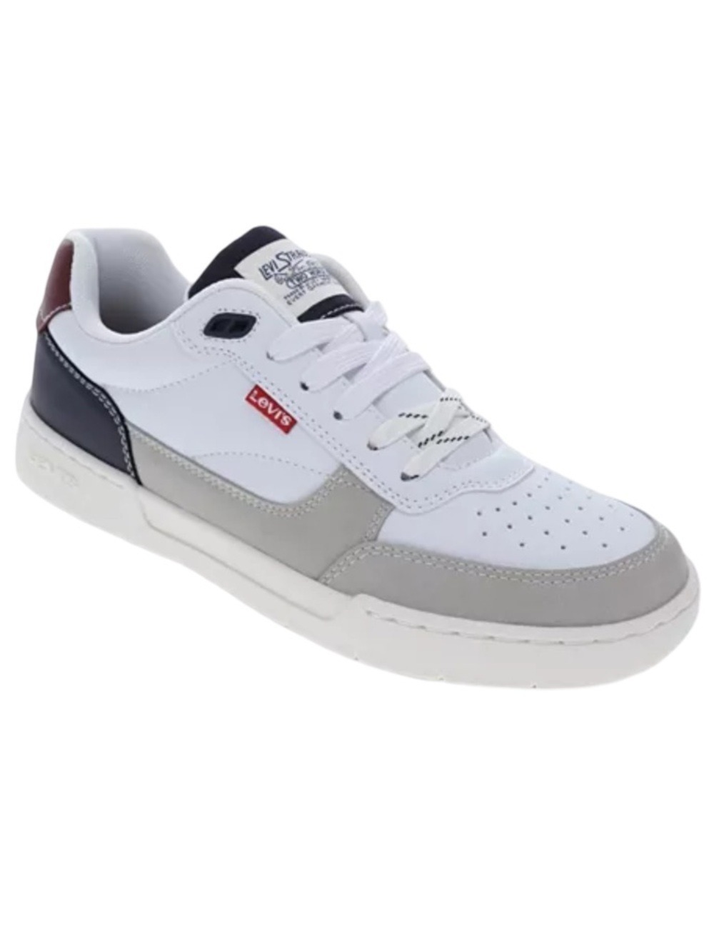 Levi's Men's White Gray Low-Top Sneakers Lace-Up Size 12 NET - Picture 1 of 10